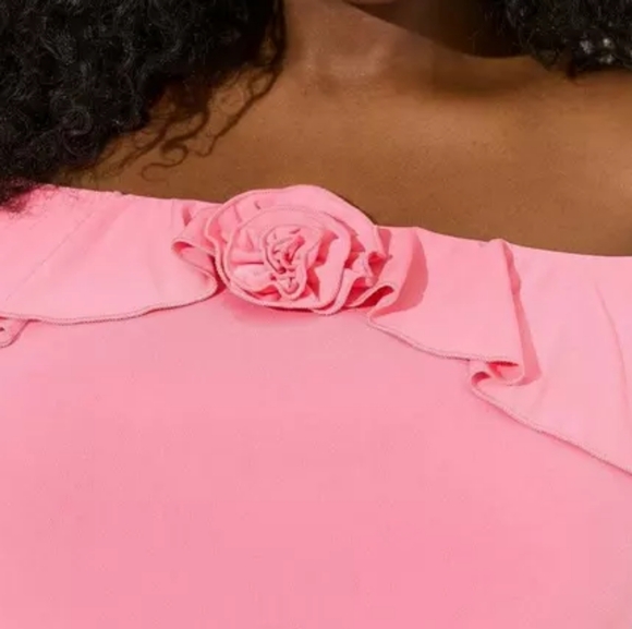 Torrid Studio Knit Off Shoulder Ruffle Rosette Top - Picture 3 of 5